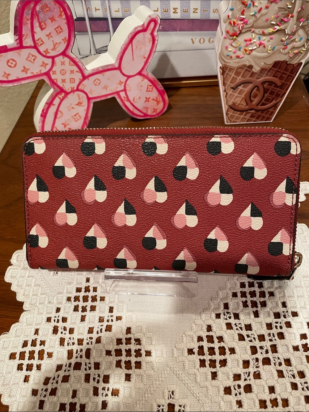 Coach Checkered Hearts Medium Wallet - Picture 2 of 3
